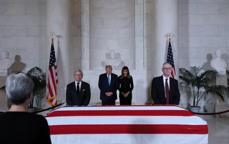 U.S. President Trump visits casket of former Supreme Court Justice Stevens at U.S. Supreme Court in Washington