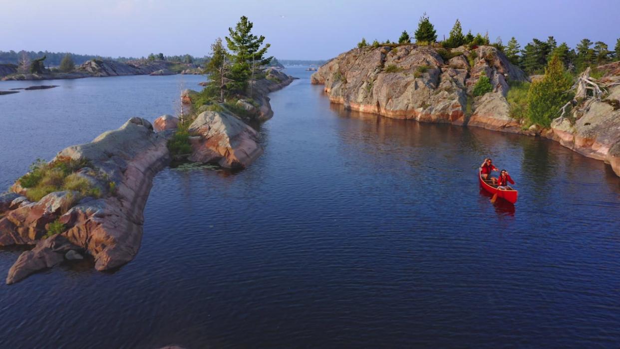 TRIPPING The French River places a camera at a bow of a canoe going down the historic northern Ontario waterway, but also includes scenic drone shots that showcase the landscape. (Submitted by TVO - image credit)