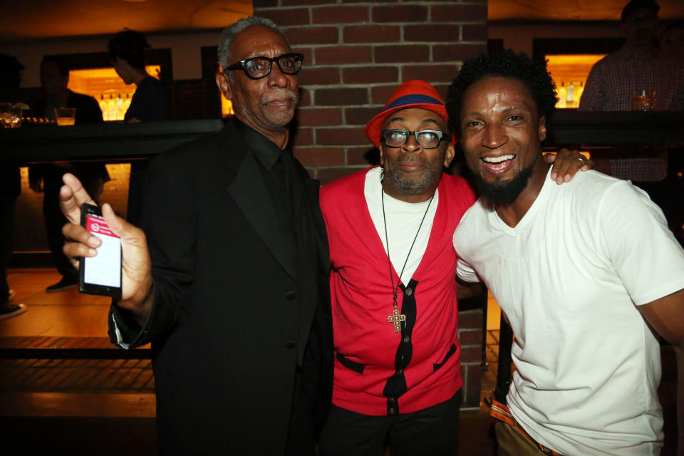 NEW YORK, NY - JUNE 23: (L-R) Thomas Jefferson Byrd, Spike Lee, and Elvis Nolasco attend "Da Sweet Blood Of Jesus" cast and crew special screening after party at Hudson Hotel on June 23, 2014 in New York City. (Photo by Johnny Nunez/WireImage)