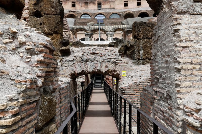 View of Colosseum after restoration project in Rome