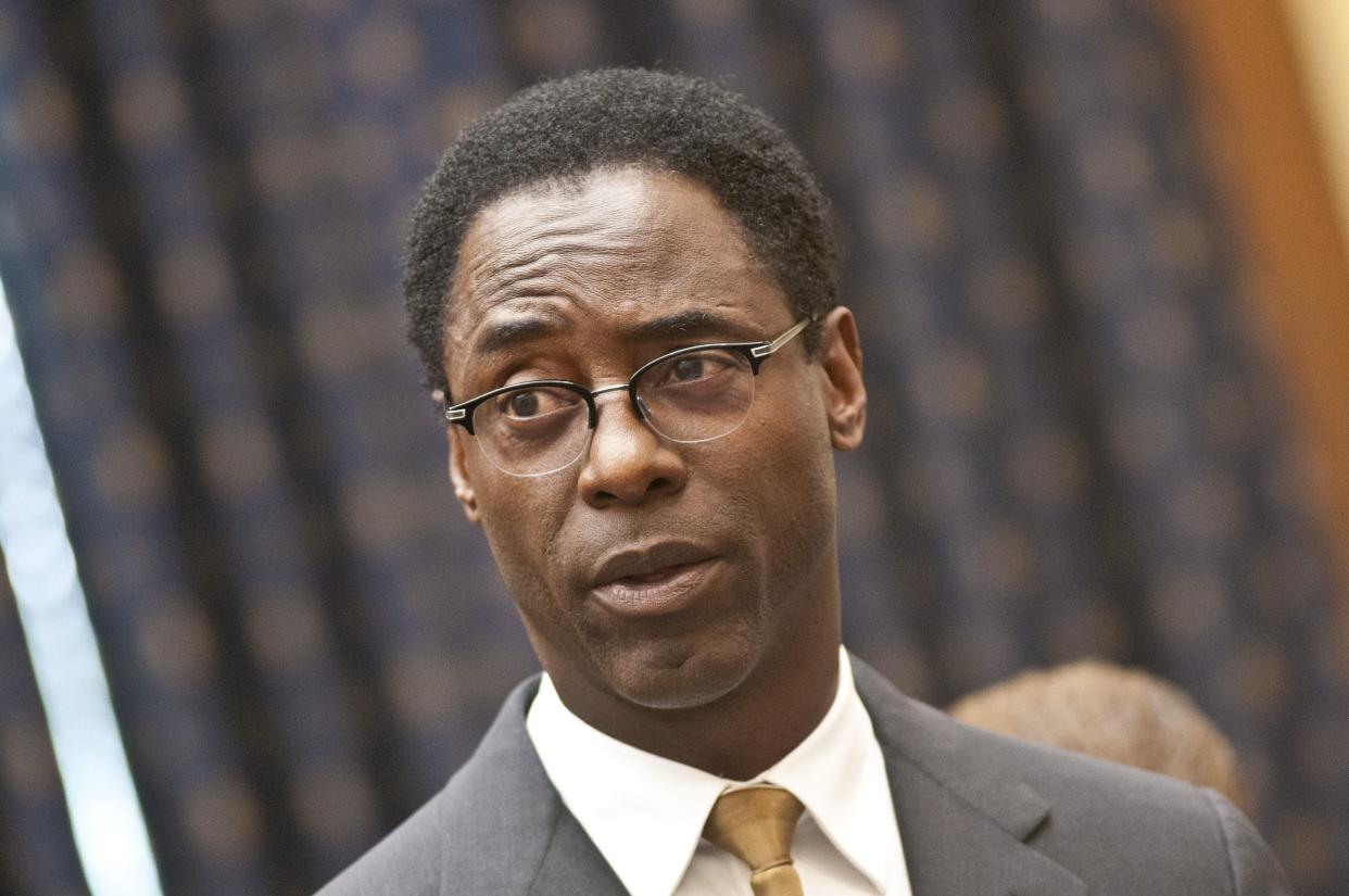 Isaiah Washington speaks during the Increasing American Jobs Through Greater Exports to Africa Act press conference at Rayburn House Office Building on April 17, 2012 in Washington, DC.