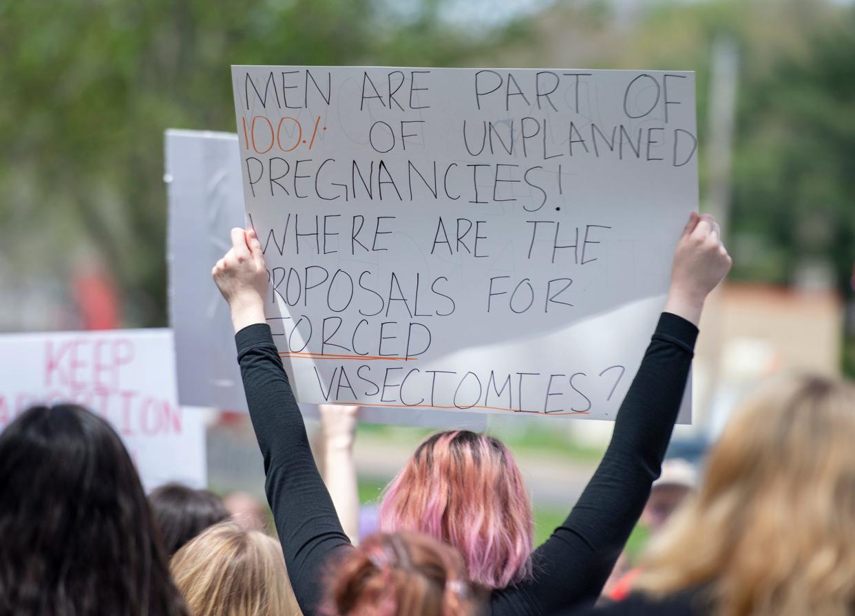 Students for a Democratic Society organized a protest in support of reproductive rights after a leaked Supreme Court decision to overturn Roe v. Wade.  The rally started at Risman Plaza, where the crowd continued to grow, and then marched to the Rock on front campus.