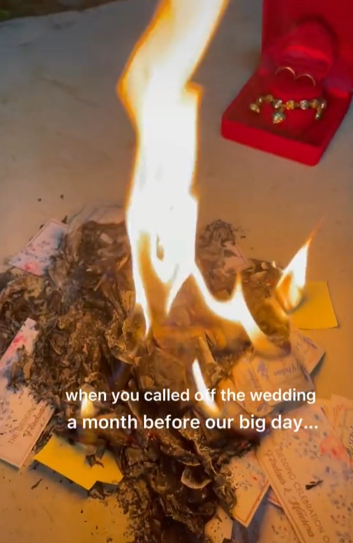 金額高達馬幣1.5萬令吉的婚禮聘金被燒毀。（圖／翻攝自ferd.mansor TikTok）
