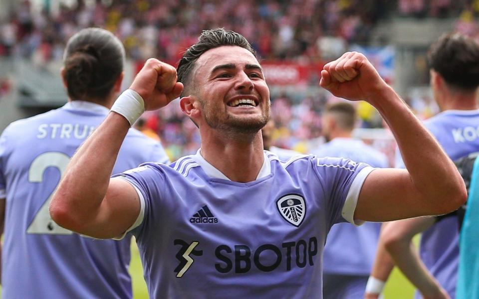 Jack Harrison of Leeds celebrates scoring his side's second goal during the Premier League match between Brentford and Leeds United at Brentford Community Stadium on May 22, 2022 in Brentford, United Kingdom. - GETTY IMAGES