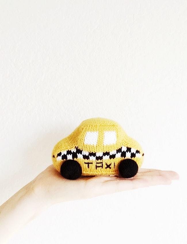 Estella Organic Cotton Handmade Yellow/Green Taxi Rattle