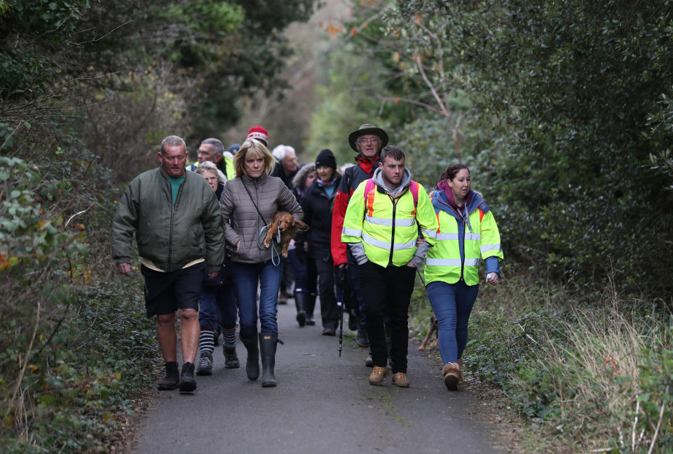 <em>Search – hundreds of people joined searches around Swanage looking for Gaia, including her family</em>