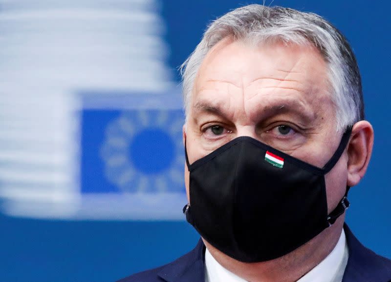 FILE PHOTO: Hungary's Prime Minister Viktor Orban arrives for an EU summit in Brussels