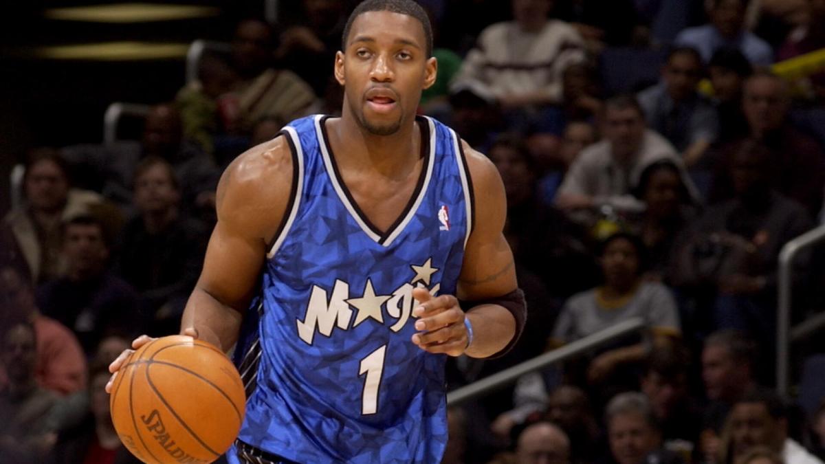 Tracy McGrady of the Orlando Magic wears jersey after the selection News  Photo - Getty Images