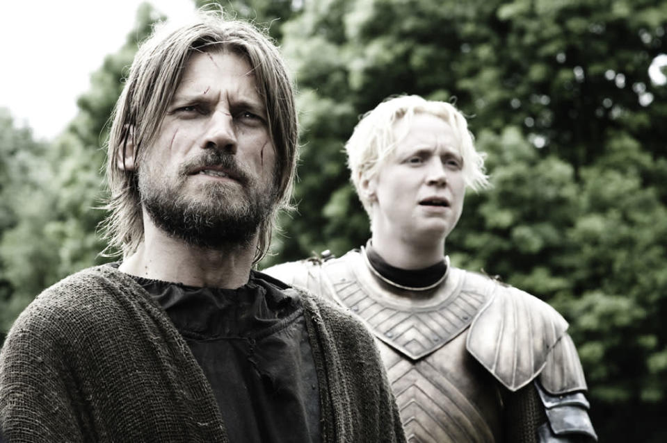 Nikolaj Coster-Waldau and Gwendoline Christie in the "Game of Thrones" Season 3 episode, "Dark Wings, Dark Words."