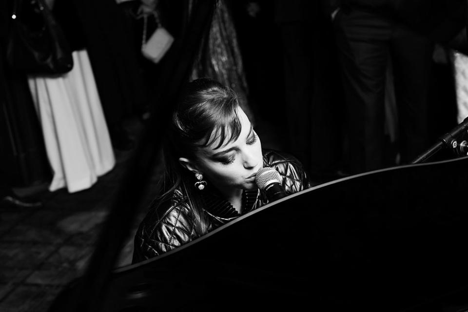 Beatrice Granno performs during Chanel and Charles Finchs 14th annual pre Oscars dinner