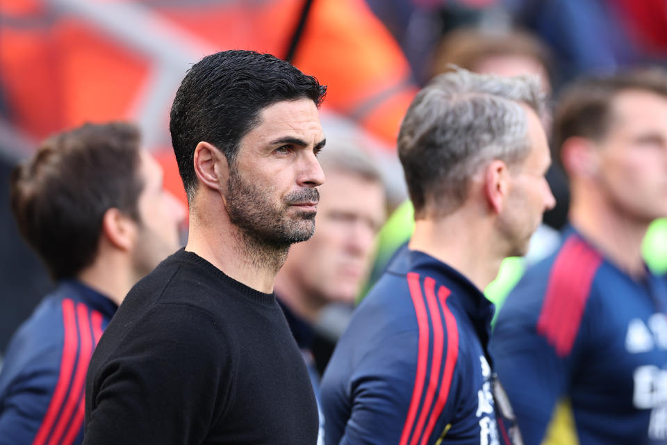 NEWCASTLE, ENGLAND - MAY 7: Mikel Arteta the head coach / manager of Arsenal during the Premier League match between Newcastle United and Arsenal FC at St. James Park on May 7, 2023 in Newcastle upon Tyne, United Kingdom.