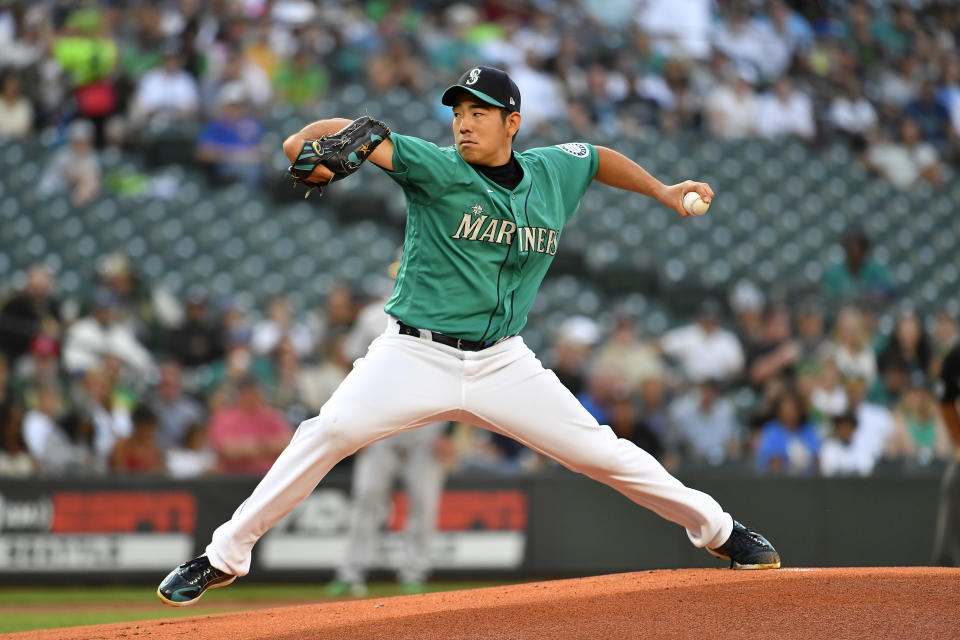 西雅圖水手菊池雄星。（Photo by Alika Jenner/Getty Images）