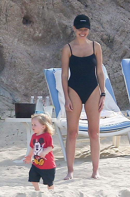 Life's a beach! Lara Bingle spends quality time with her cute family in Mexico. The couple with their two children Rocket, 2, and Racer, six months-old enjoyed a picnic on the beach in Cabos San Lucas last week.