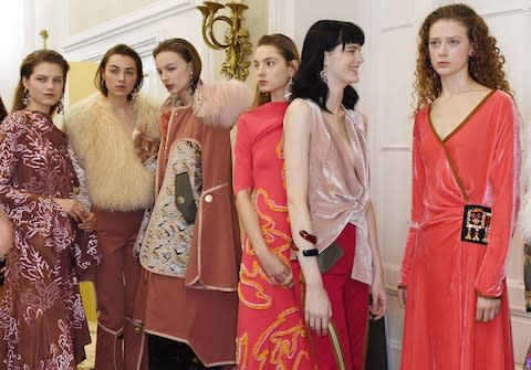 Backstage at Peter Pilotto's autumn 2017 fashion show - Credit: Getty