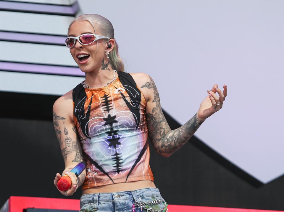 Young Miko performs on the Coachella Stage at the Coachella Valley Music and Arts Festival in Indio, Calif., April 12, 2024.