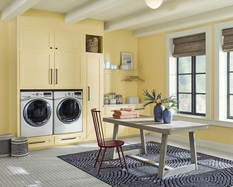 Laundry room painted yellow