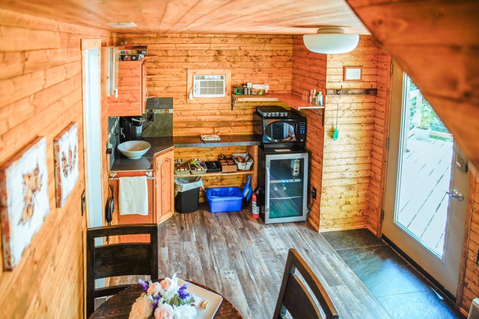 Inside the treehouse kitchen