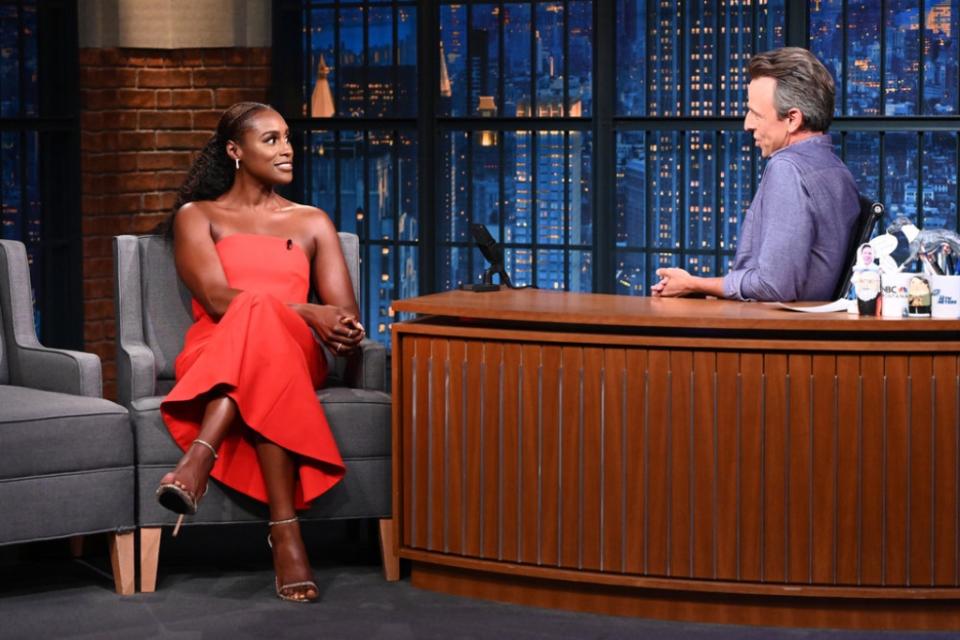 Issa Rae on ‘Late Night with Seth Meyers’ on July 18. - Credit: NBC