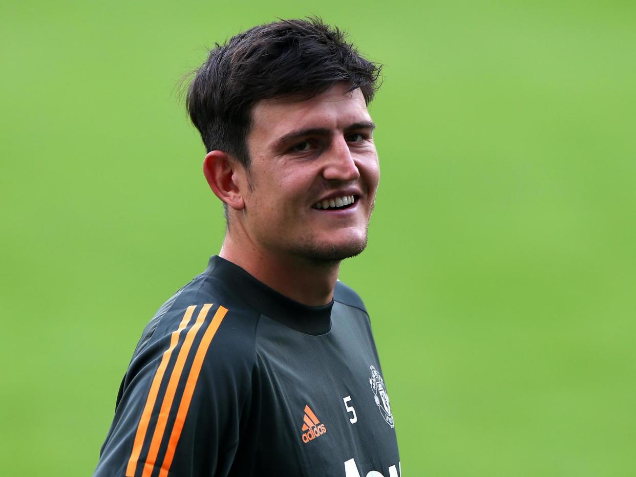 Manchester United captain and defender Harry Maguire: Manchester United via Getty Images