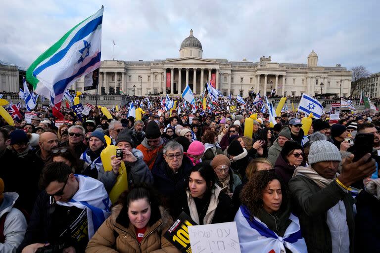 Manifestación a favor de Israel en Londres, el 14 de enero de 2024 