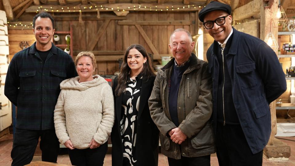 The Repair Shop series 12 (L-R): Will Kirk, Kate McDonald, Fiona McDonald, Bill McDonald, Jay Blades