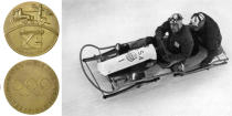 <p>The medals for the 1936 Winter Olympics feature a Goddess of Victory in an ancient chariot. The Games were held in Garmisch-Partenkirchen, Germany, three years before the start of World War II.<br> (IOC photo: United States gold medalists for the Two-Man Bobsled, February 1936/photo by STAFF/AFP/Getty Images) </p>