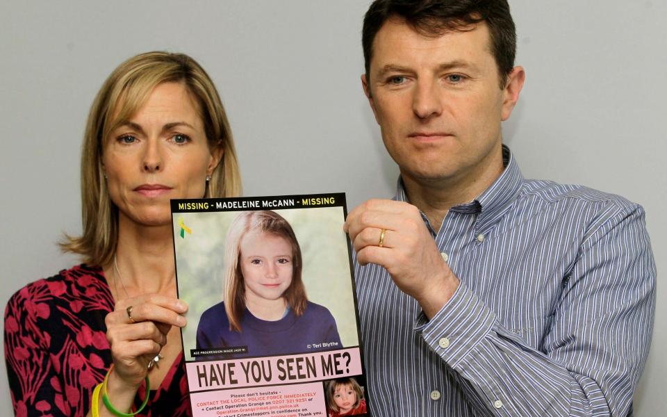 Kate and Gerry McCann pose with a forensic artist's impression of what their daughter may have looked like in 2012