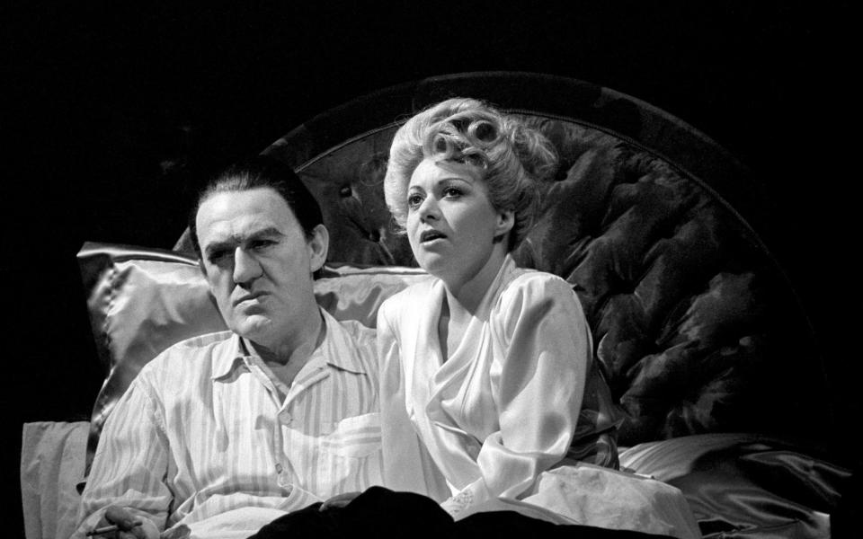 Joss Ackland as President Juan Peron with Elaine Paige as Eva Peron in Evita, 1978