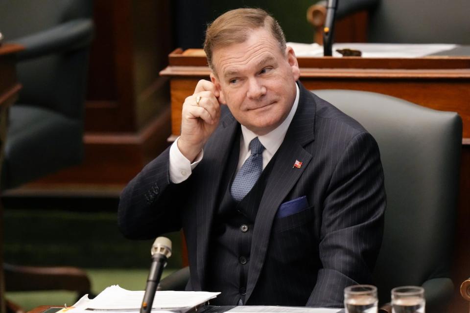 Ontario's Minister of Public and Business Service Delivery Todd McCarthy said in an interview Monday that the province's move to replace some ServiceOntario centres with kiosks at select Staples Canada stores will provide less wait-times, more parking and longer service hours.  (Chris Young/The Canadian Press - image credit)