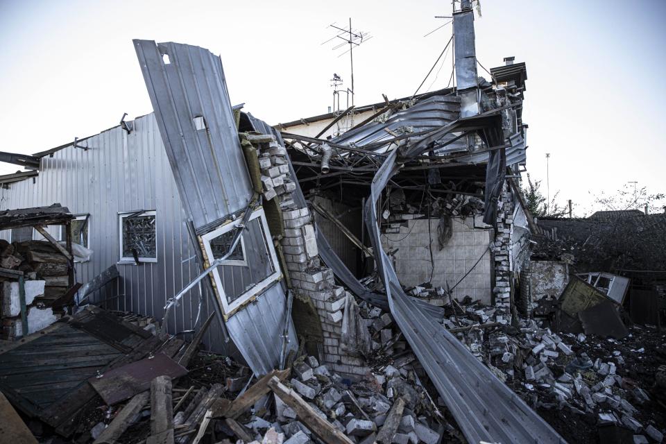 A damaged house in Kharkiv, Ukraine, on 6 September, 2022. (Anadolu Agency via Getty Images)