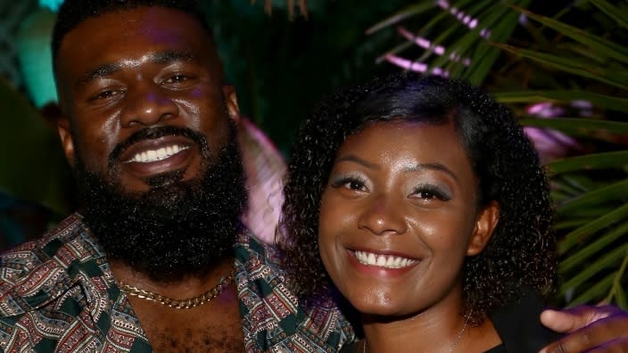 Choreographer-activist JaQuel Knight (left) and TikTik star Keara Wilson (right) attend Tuesday night’s Logitech for Creators dinner in Los Angeles, California. (Photo by Tommaso Boddi/Getty Images for Logitech)