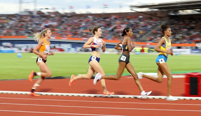 Great Britain’s Steph Twell (second left) is disappointed by the cancellation of the London Marathon