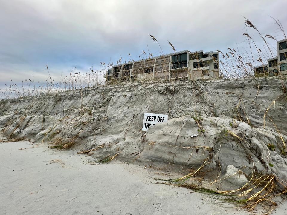 Jacksonville Beach dunes on the morning of Friday, Sept 30, 2022, the day after Hurricane Ian passed by Northeast Florida.