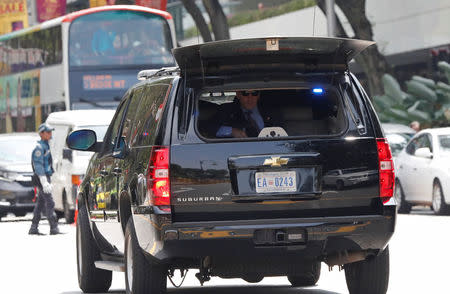 A security vehicle in the motorcade transporting U.S. President Donald Trump leaves the Istana in Singapore June 11, 2018. REUTERS/Tyrone Siu