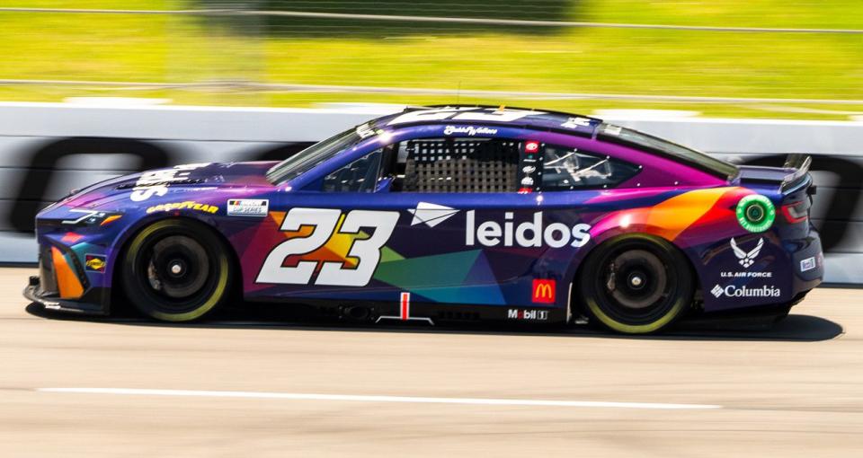 Bubba Wallace drives during NASCAR Cup Series practice at Pocono.