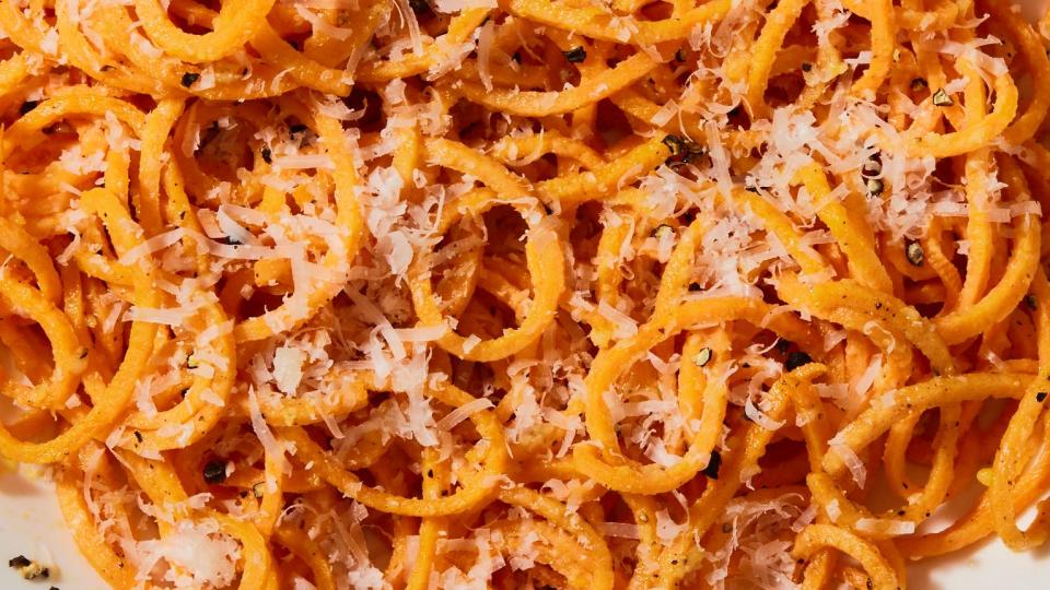 cacio e pepe sweet potato noodles