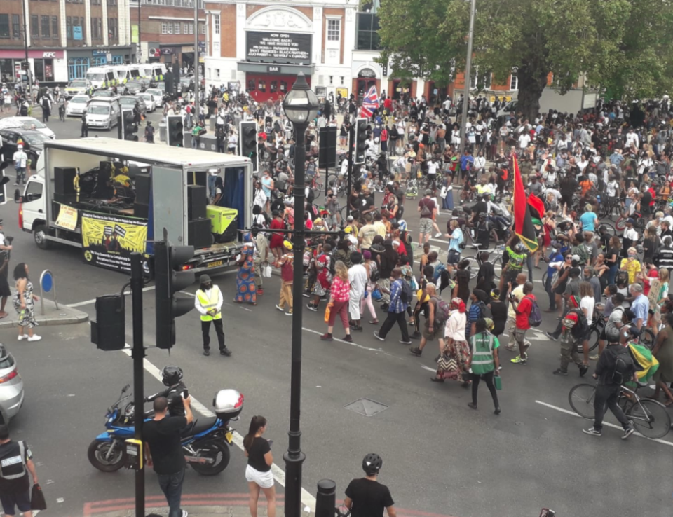 Crowds gather for anti-racism demonstration in Brixton: Lambeth Council/Twitter