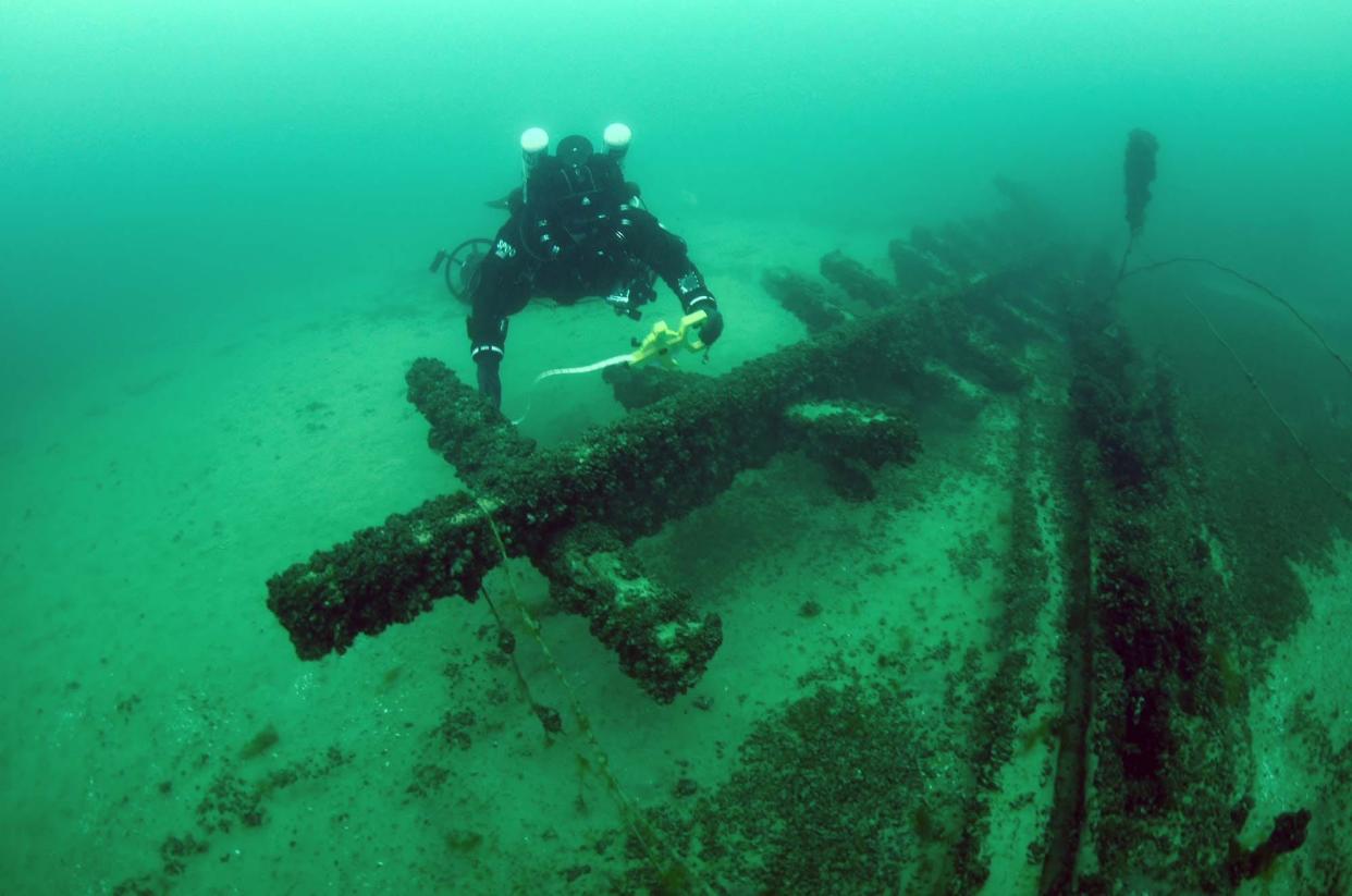 The wreck of the Advance, an early wooden schooner built in Milwaukee in 1853 that capsized on Lake Michigan near Sheboygan in September 1885, claiming six lives and leaving one survivor.