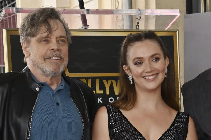 Mark Hamill (L) and Billie Lourd attend Carrie Fisher's posthumous Hollywood Walk of Fame ceremony in May. File Photo by Jim Ruymen/UPI