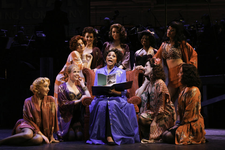 In this theater image released by Helene Davis Public Relations, Leslie Uggams, center, and the cast are shown during a performance of Encores! presentation of Rodgers and Hammerstein's "Pipe Dream" at New York City Center in New York. (AP Photo/Helene Davis Public Relations, Ari Mintz)