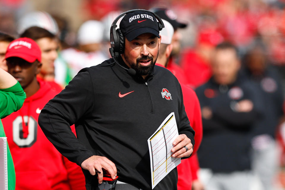 Ohio State head coach Ryan Day isn't known to be involved in sparking the sign-stealing investigation at rival Michigan, according to Yahoo Sports sources. (Photo by Rich Graessle/Icon Sportswire via Getty Images)