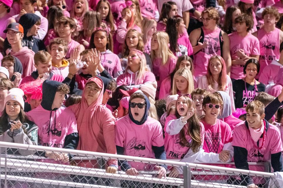The Pennridge student section cheers from the stands during a football game against Neshaminy at Helman Field in Perkasie, on Friday, September 30, 2022. Neshaminy beat Pennridge 7-6.