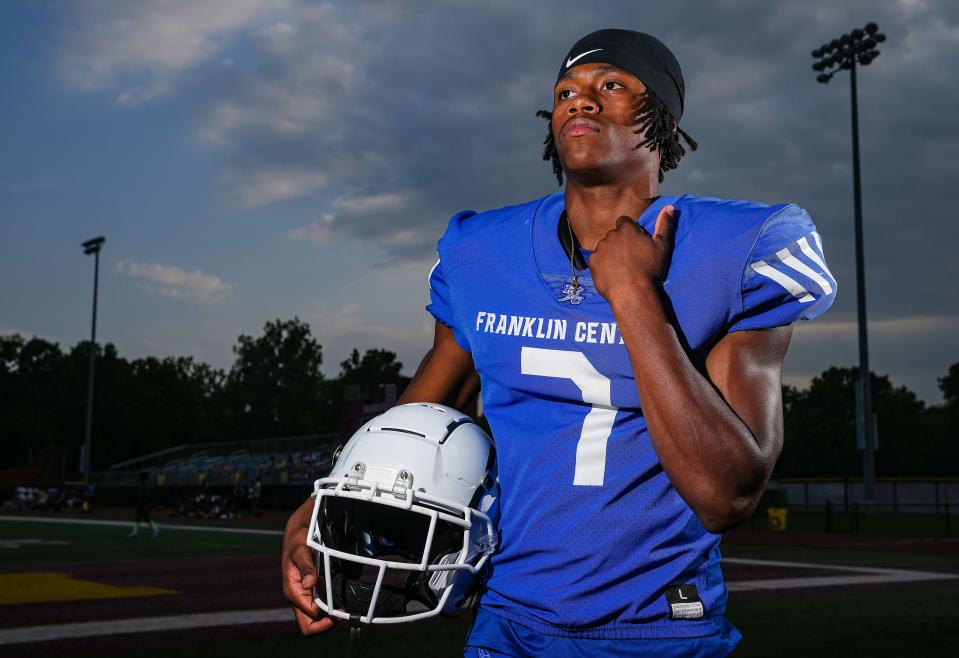 Franklin Central's Hudauri Hines poses for a photo Wednesday, July 26, 2023, at Brebeuf Jesuit Preparatory School in Indianapolis.  
