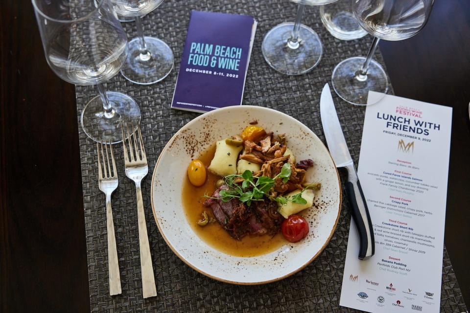 A feast is served at the 2022 Palm Beach Food & Wine Festival's lunch event at Meat Market restaurant in Palm Beach.