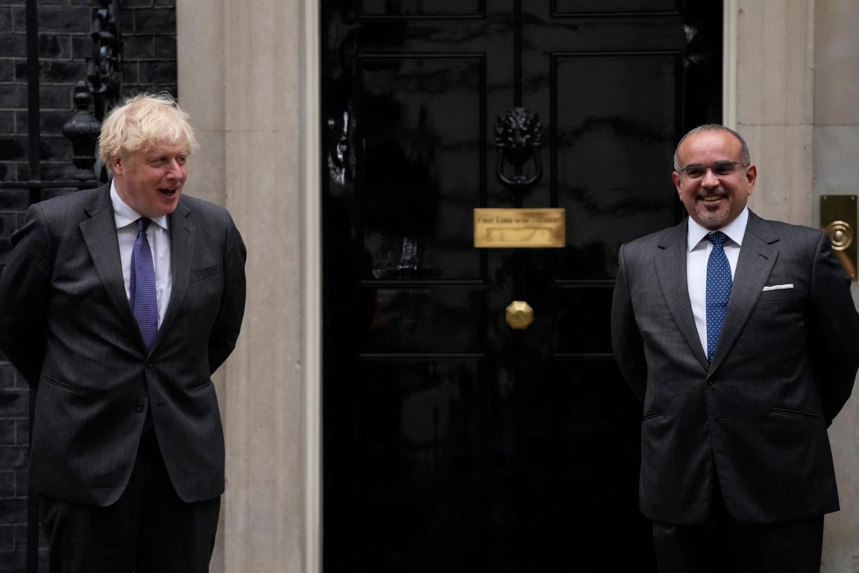 Boris Johnson met with Salman bin Hamad Al Khalifa on Thursday (AP)