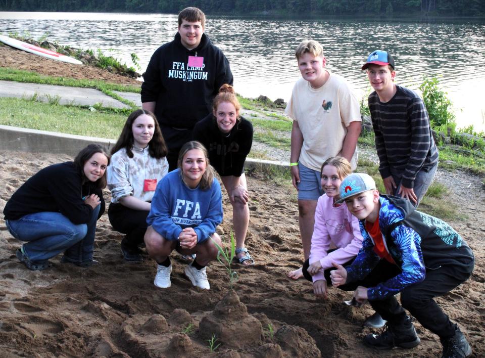 Campers participating in an all camp beach party at Camp Canopy held at Ohio FFA Camp Muskingum.