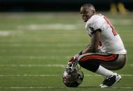 Buccaneers Hilliard looks up after a fourth down in the fourth quarter against the Atlanta Falcons at their NFL football game in Atlanta.