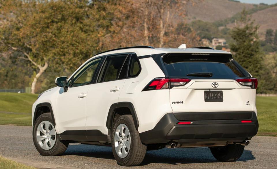 <p>The base RAV4 costs $840 more than before and comes standard with a 2.5-liter four-cylinder engine and front-wheel drive; all-wheel drive is a $1400 option. The LE also has a hybrid variant with standard all-wheel drive that, like other hybrid trim levels, starts $800 higher than its equivalent AWD-equipped gasoline trim. Several active-safety features come standard, along with a touchscreen with Apple CarPlay capability.</p>