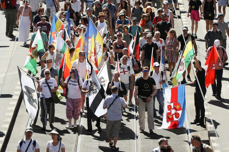 Demonstration against the government's restrictions amid the coronavirus disease (COVID-19) outbreak, in Berlin