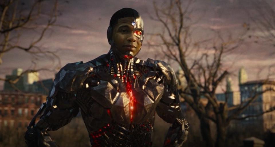 Cyborg standing in a cemetery in "Zack Snyder's Justice League"